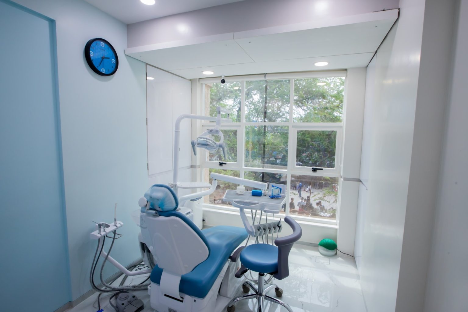 Dental chair setting with outside window view at IDS Kurla